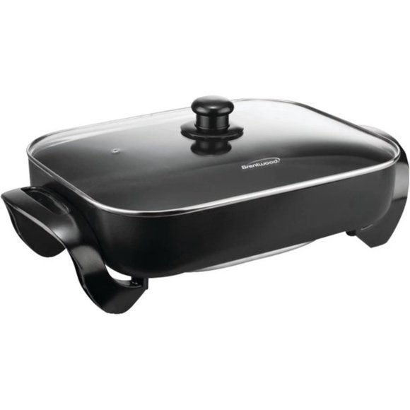 Brentwood 16 Inch Nonstick Electric Skillet with Glass Lid in Black
